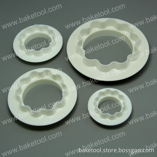 Cake Round&Wavy Edge Decoration Set Cake Fondant Plunger Cutter Mold Set